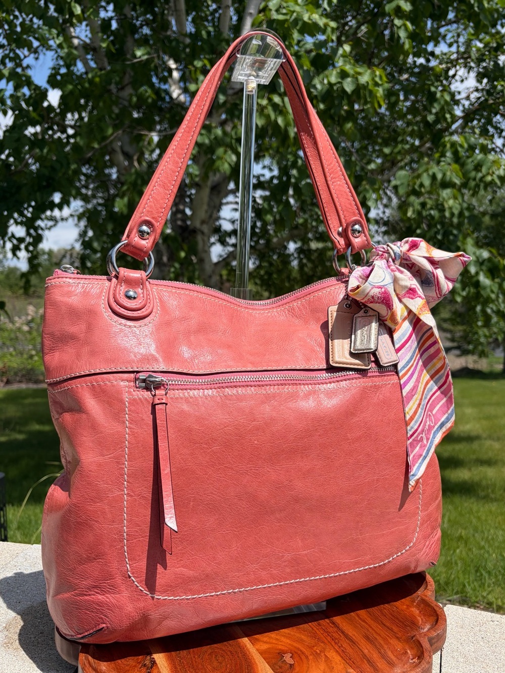 Coach Poppy Glam Tote Pink Glazed Leather 19002 EUC - Picture 3 of 17